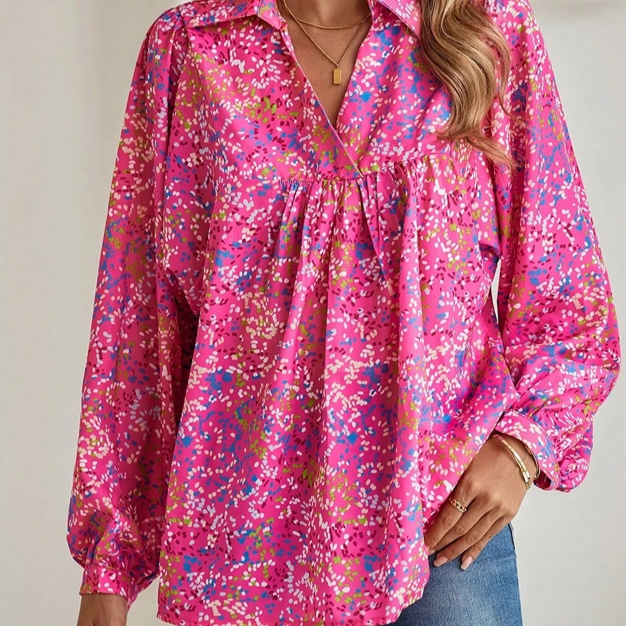 Boho Retro Vintage 60's Vibe Rose Red Floral Pleated Blue Stripe Dolman Bat Wing Ivory Whited Top Shirt Blouse