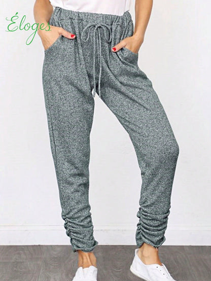 Boho Retro 90's Cloud Tie Dye Pink Blue Grey Shirred Cuff Leg Cropped Jogger Pants With Drawstring