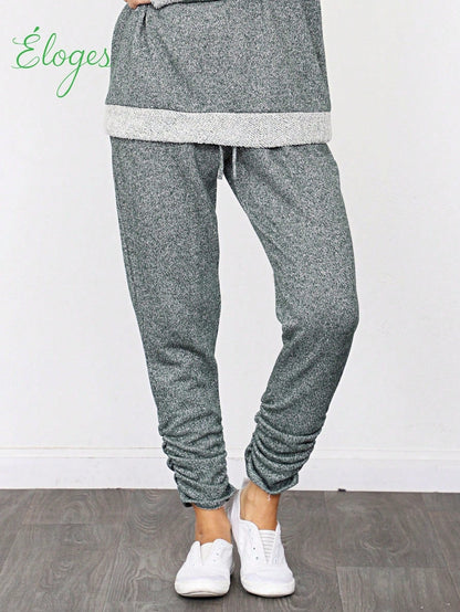 Boho Retro 90's Cloud Tie Dye Pink Blue Grey Shirred Cuff Leg Cropped Jogger Pants With Drawstring