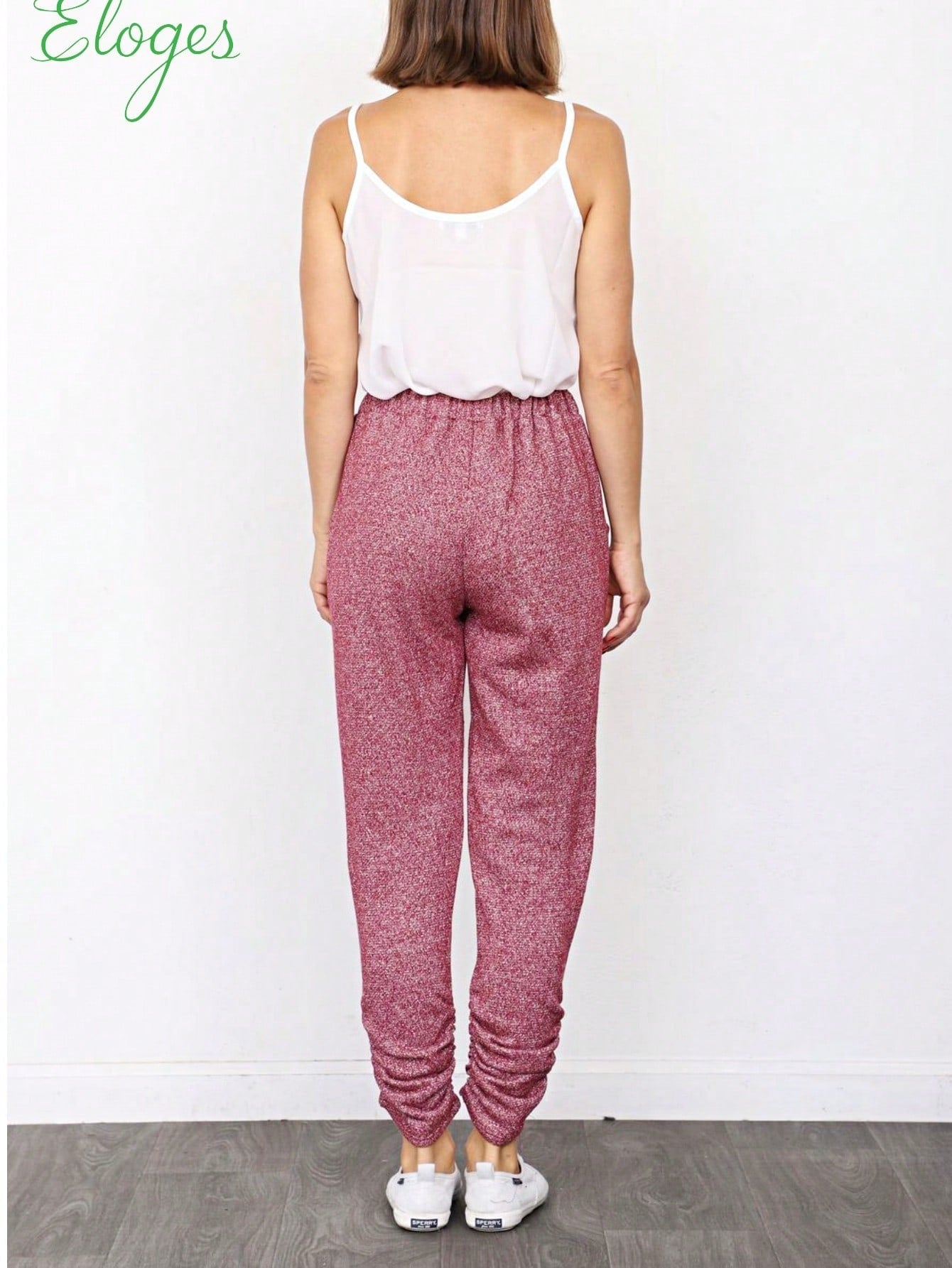 Boho Retro 90's Cloud Tie Dye Pink Blue Grey Shirred Cuff Leg Cropped Jogger Pants With Drawstring