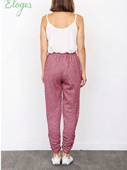 Boho Retro 90's Cloud Tie Dye Pink Blue Grey Shirred Cuff Leg Cropped Jogger Pants With Drawstring