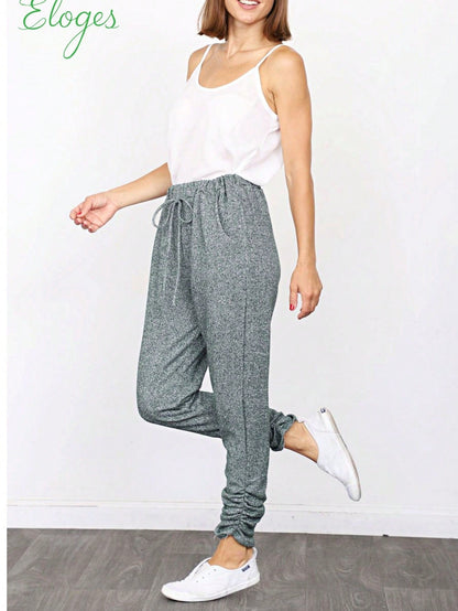 Boho Retro 90's Cloud Tie Dye Pink Blue Grey Shirred Cuff Leg Cropped Jogger Pants With Drawstring