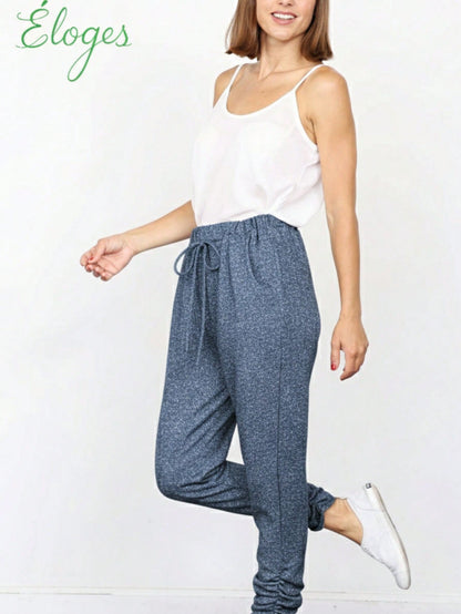 Boho Retro 90's Cloud Tie Dye Pink Blue Grey Shirred Cuff Leg Cropped Jogger Pants With Drawstring