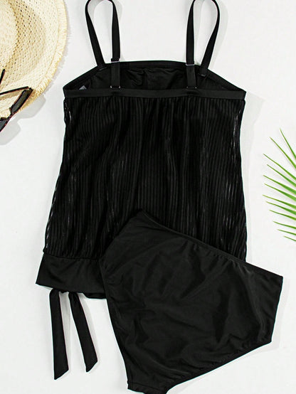 Elegant    Knitted Fabric    Beach    Summer  Tankini Swimsuit