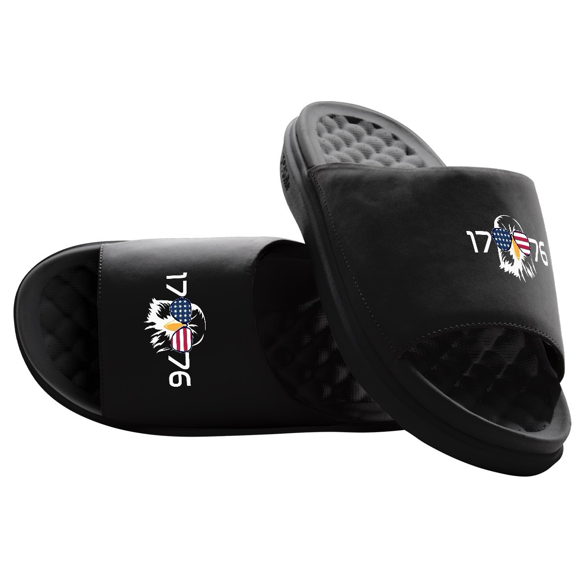 1776 Bald Eagle Motive Slide Sandals