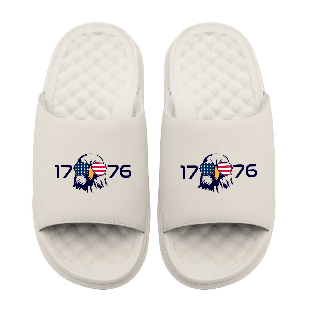 1776 Bald Eagle Motive Slide Sandals