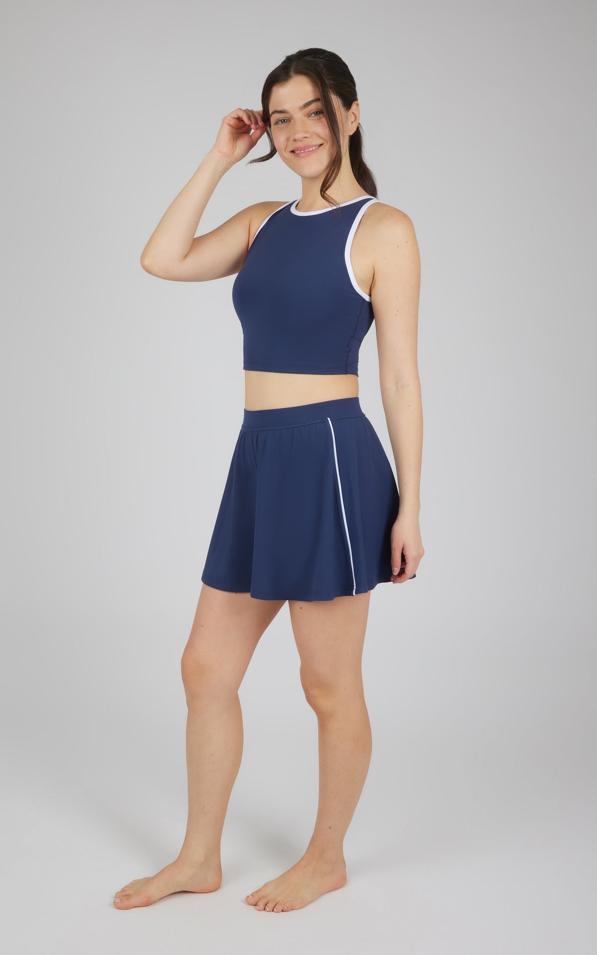 90 Degree by Reflex 2 PC Nude Tech Tank and Skort Set