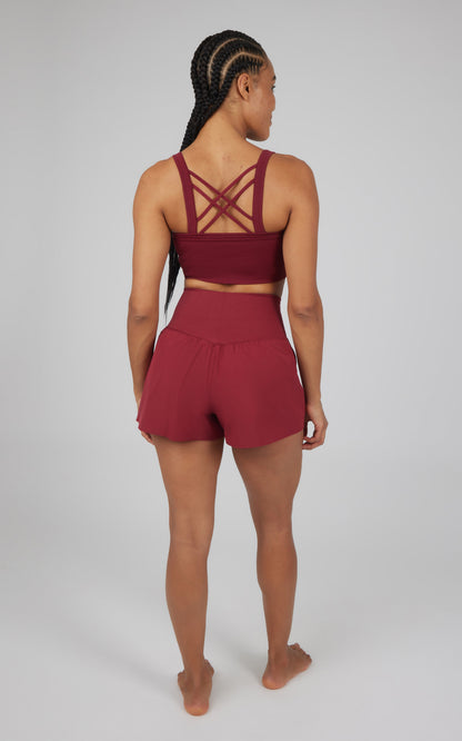 90 Degree by Reflex 2 PC Ribbed Seamless Strappy Bra and Woven Short