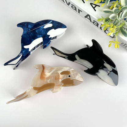 SSR Acetate Crystal Whale Hair Claw Clip - Black/White