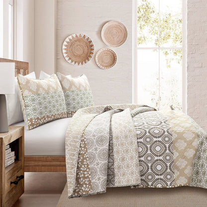 Bohemian Stripe Quilt 3 Piece Set