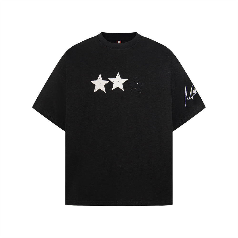 Five pointed star short sleeved T-shirt