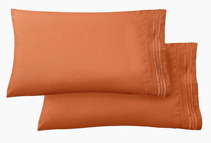 Elegant Comfort Set of 2 Pillowcases- 3 Line Embroidery