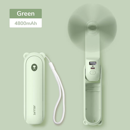 Portable Fan Mini Handheld Fan USB  Recharge Hand Held Small Pocket Fan with Power Bank Flashlight Feature