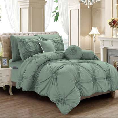 Elegant Comfort 10-Piece Sunflower Comforter Set - Includes 4-Piece Sheet Set with Double Sided Storage Pockets