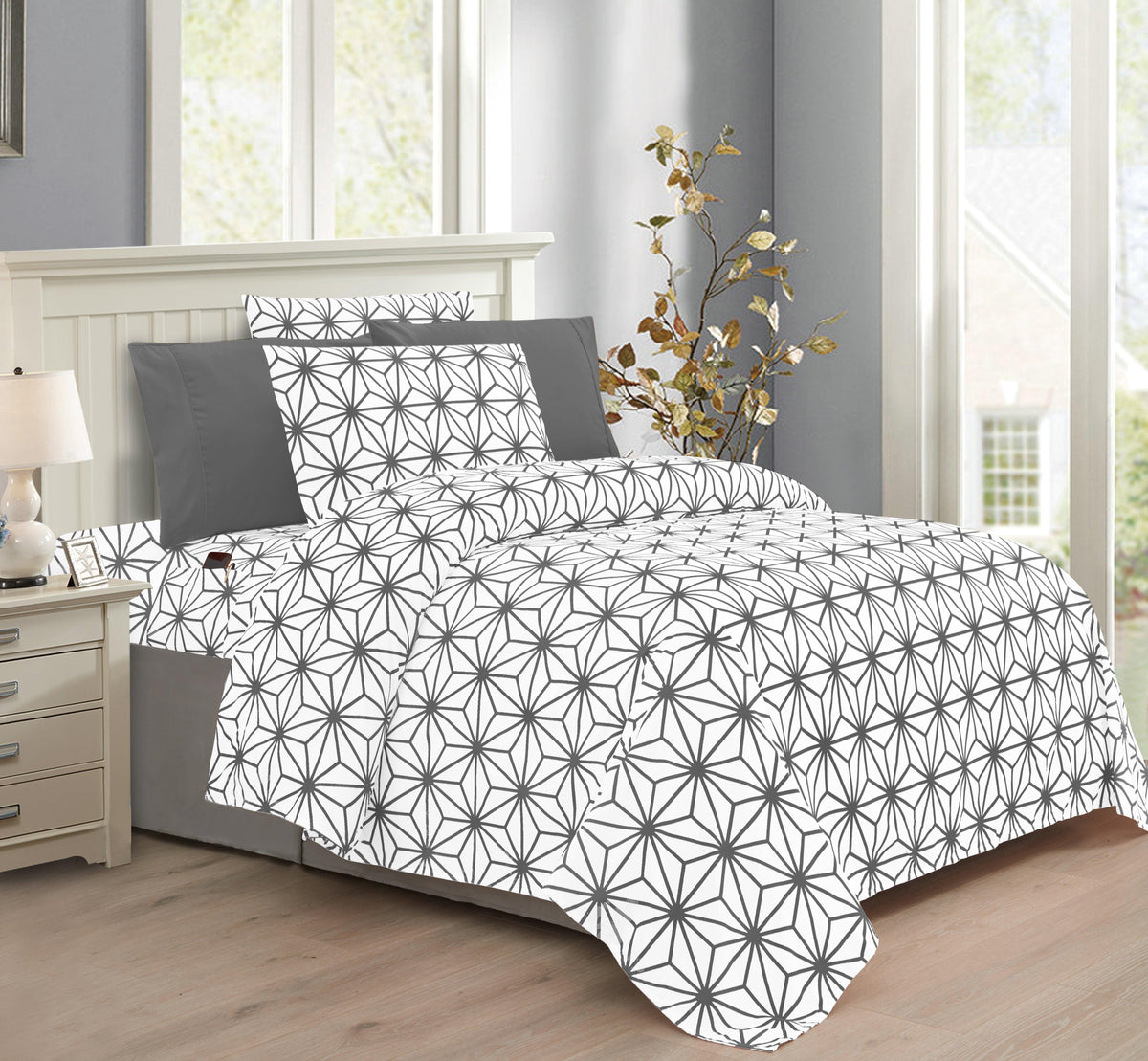 Elegant Comfort 6-Piece Cube Bed Sheet Set  - Geometric Pattern - Soft as a Hotel Premium Quality