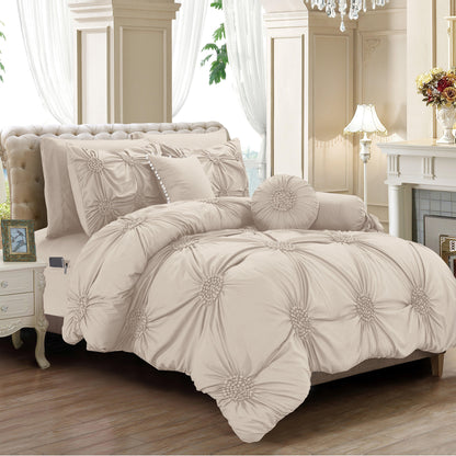Elegant Comfort 10-Piece Sunflower Comforter Set - Includes 4-Piece Sheet Set with Double Sided Storage Pockets