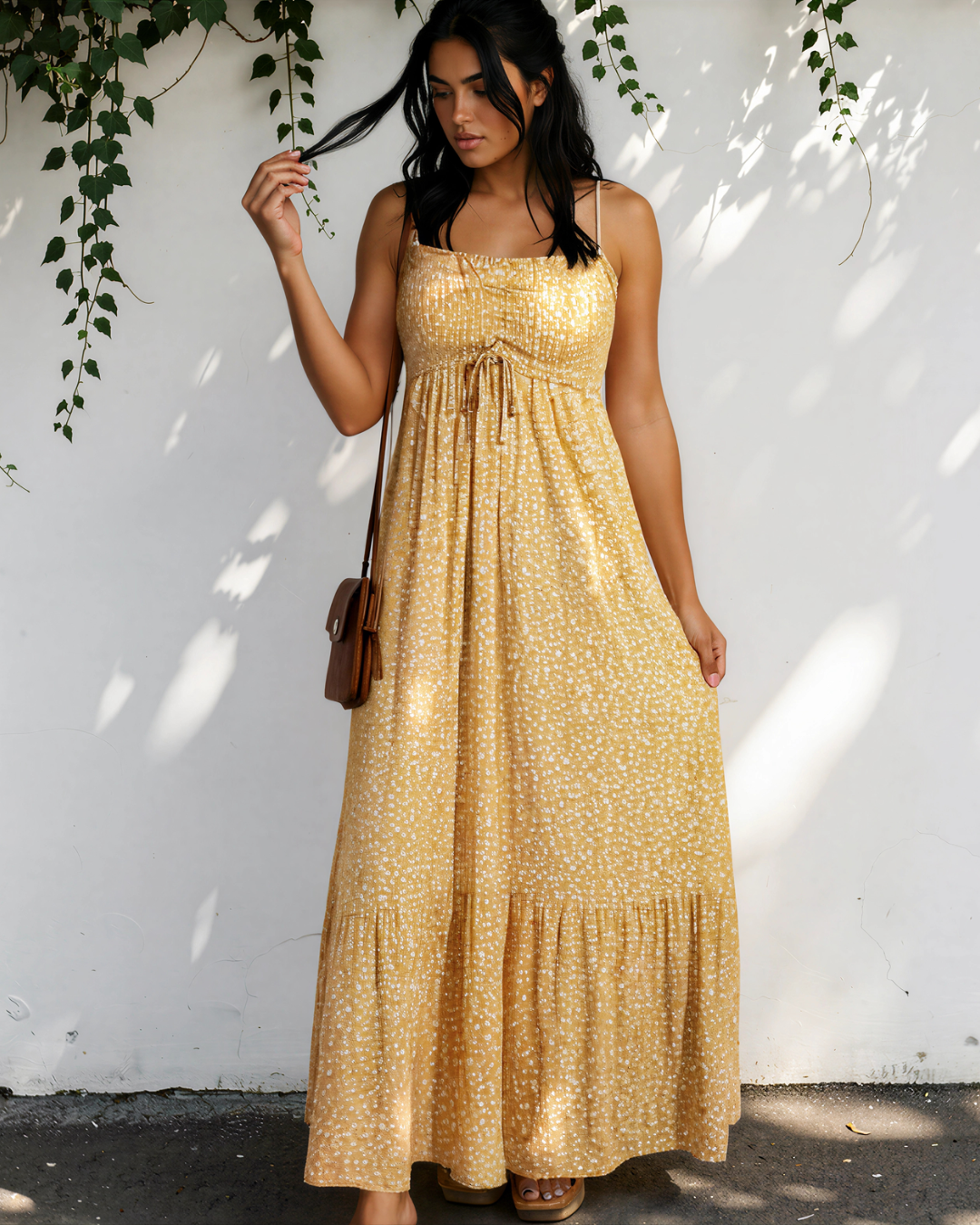Bea Smocked High Waist Floral Maxi Dress