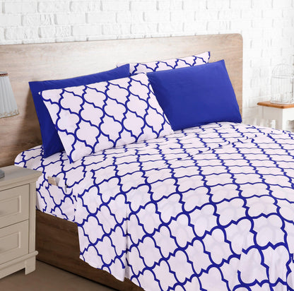 Elegant Comfort 6-Piece Moroccan Trellis Printed Pattern - Soft as a Hotel Premium Quality