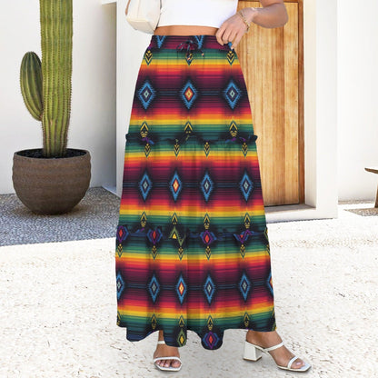 Baha Ranch Colores De Mexico Serape Maxi Prairie Skirt