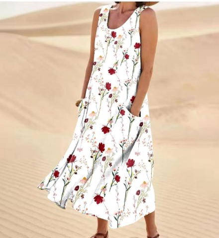 Elegant Floral Print Two-Piece Set - Round Neck