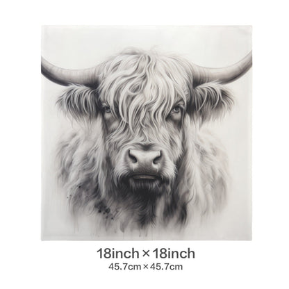 Baha Ranch Black White Highland Velvety Soft Pillow Cover Made in America