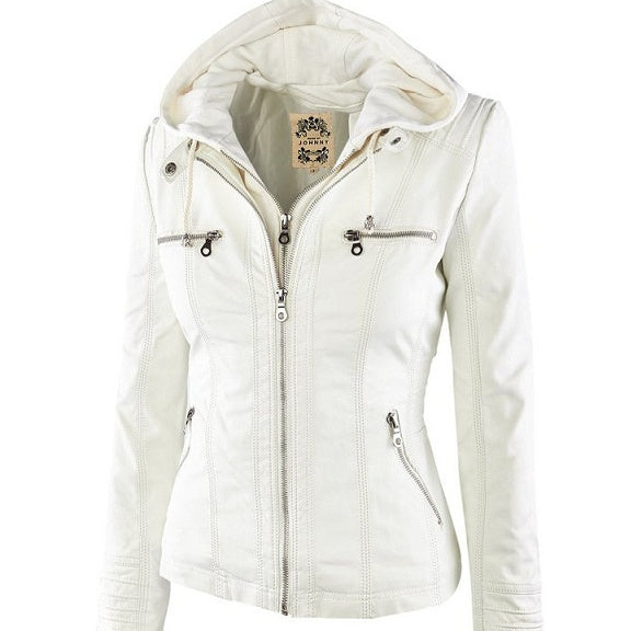 Women's Detachable Leather Jacket