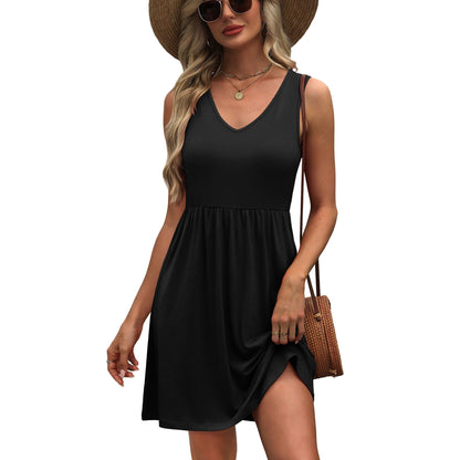 Women's Floral V-Neck Sleeveless Mini Dress