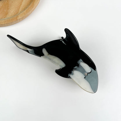 SSR Acetate Crystal Whale Hair Claw Clip - Black/White