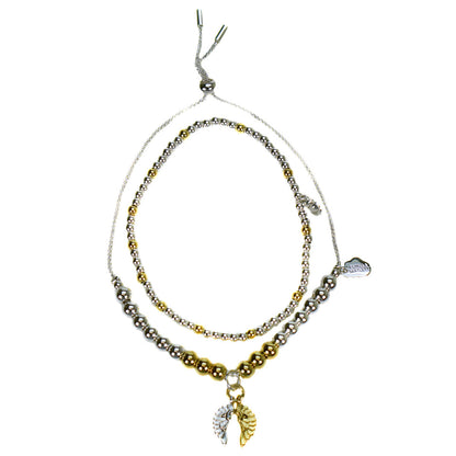 Estella Bartlett Angel Wings Bracelet Set of 2 Silver and Gold Beaded bracelets