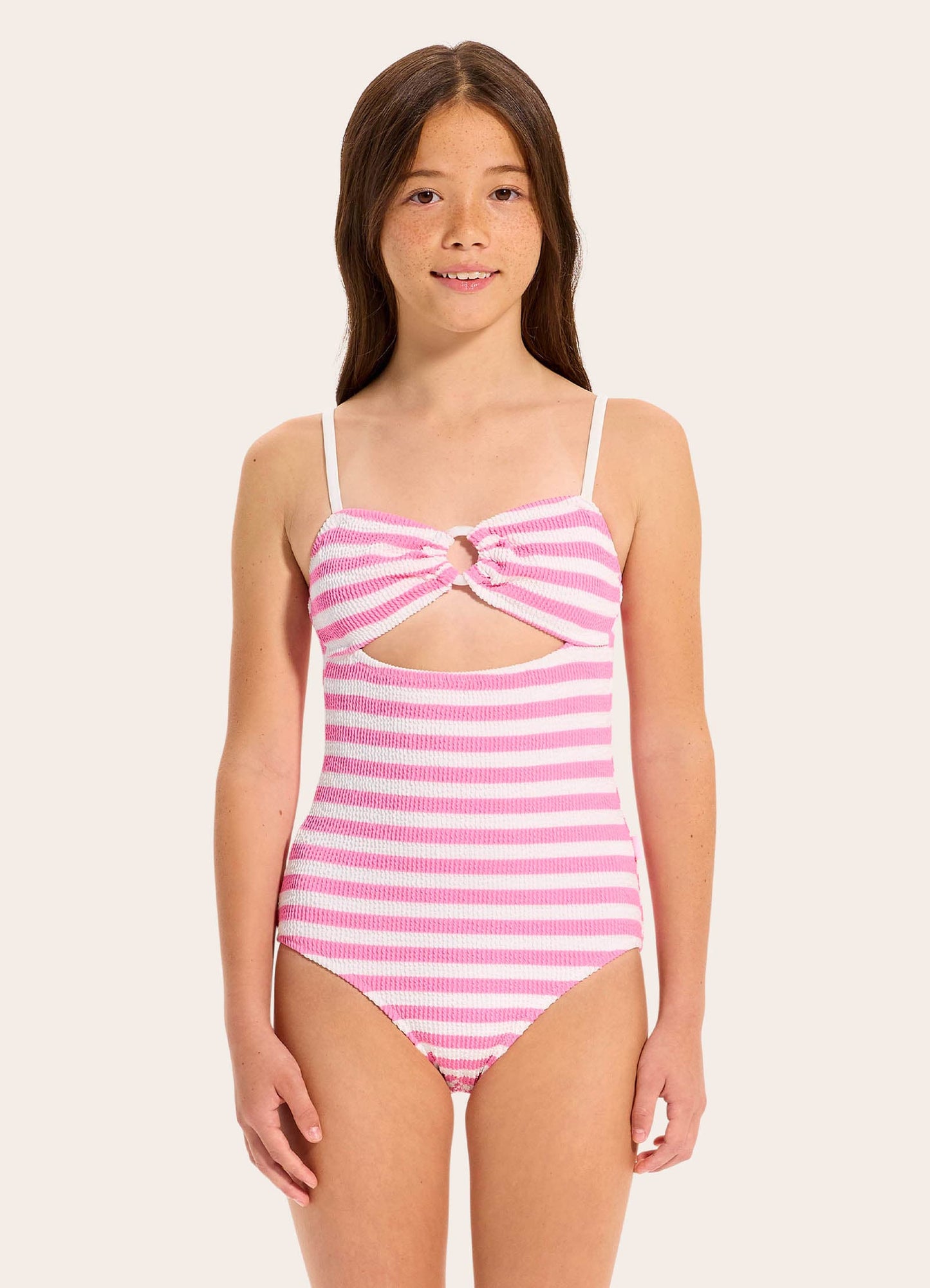 Textured One Piece Swimsuit