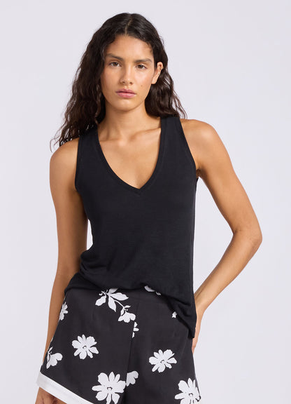 Slub Linen V Neck Tank Top