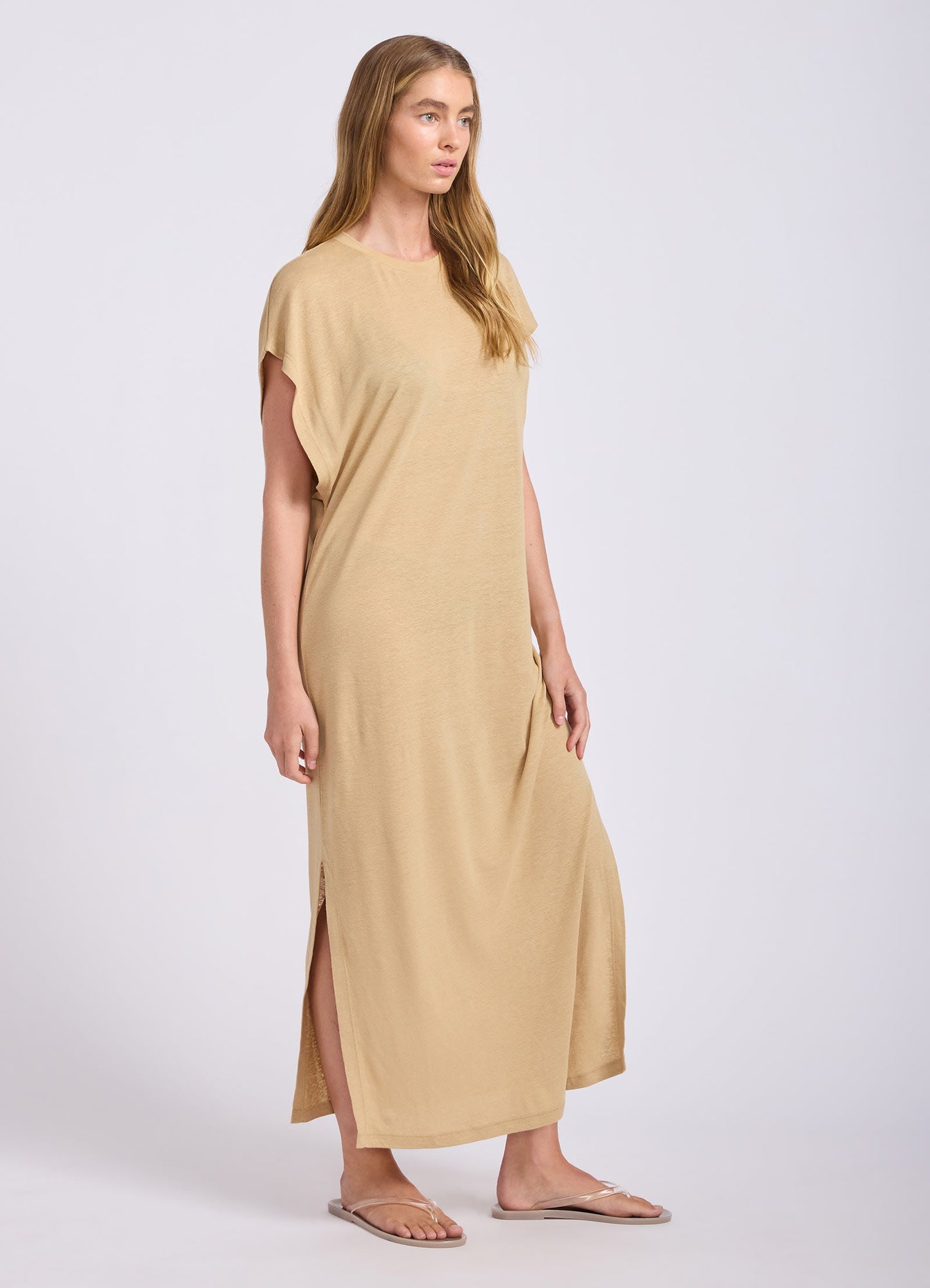 Slub Linen Batwing T-Shirt Dress