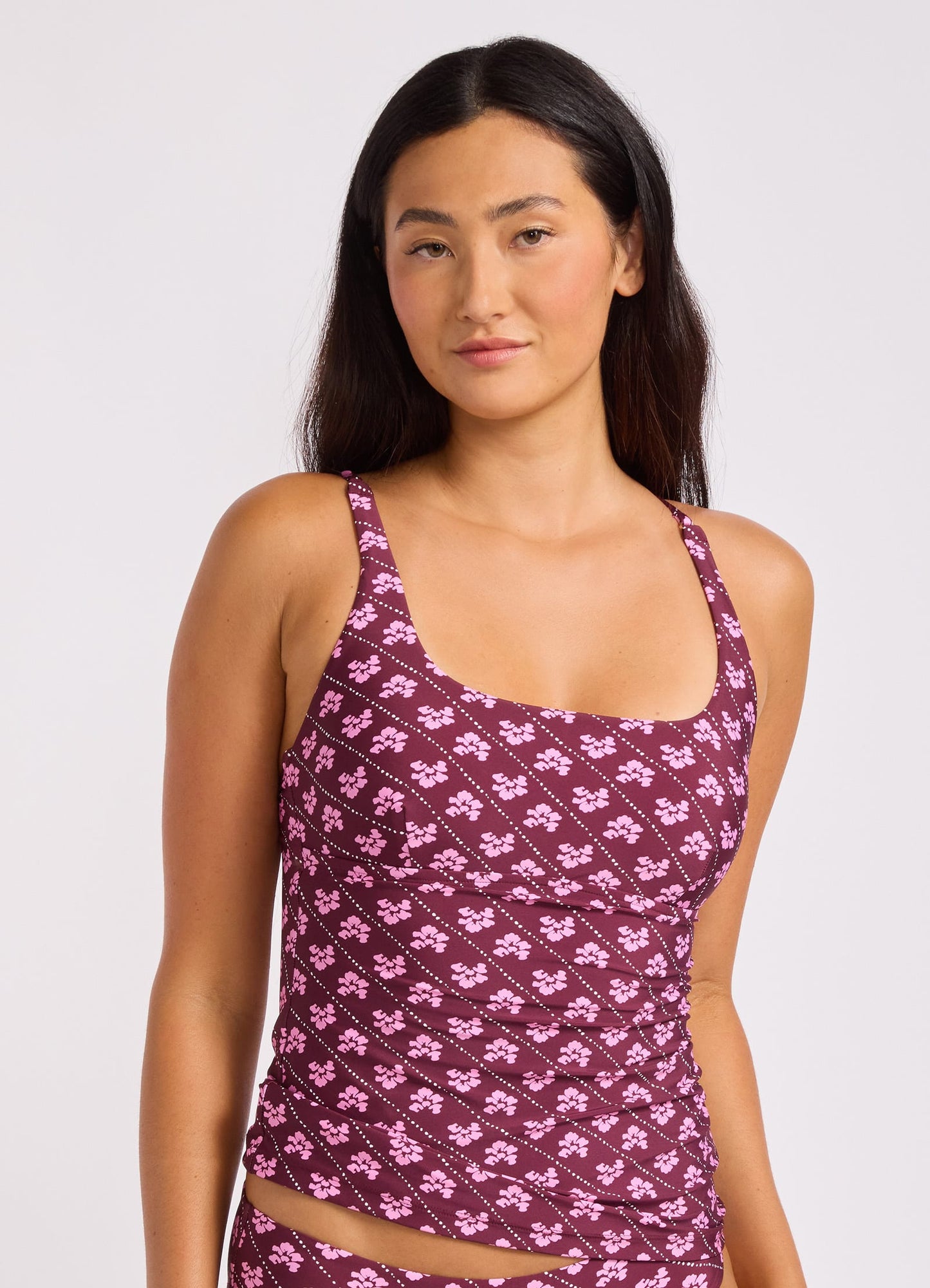 Batik Bloom Square Neck Tankini Bikini Top