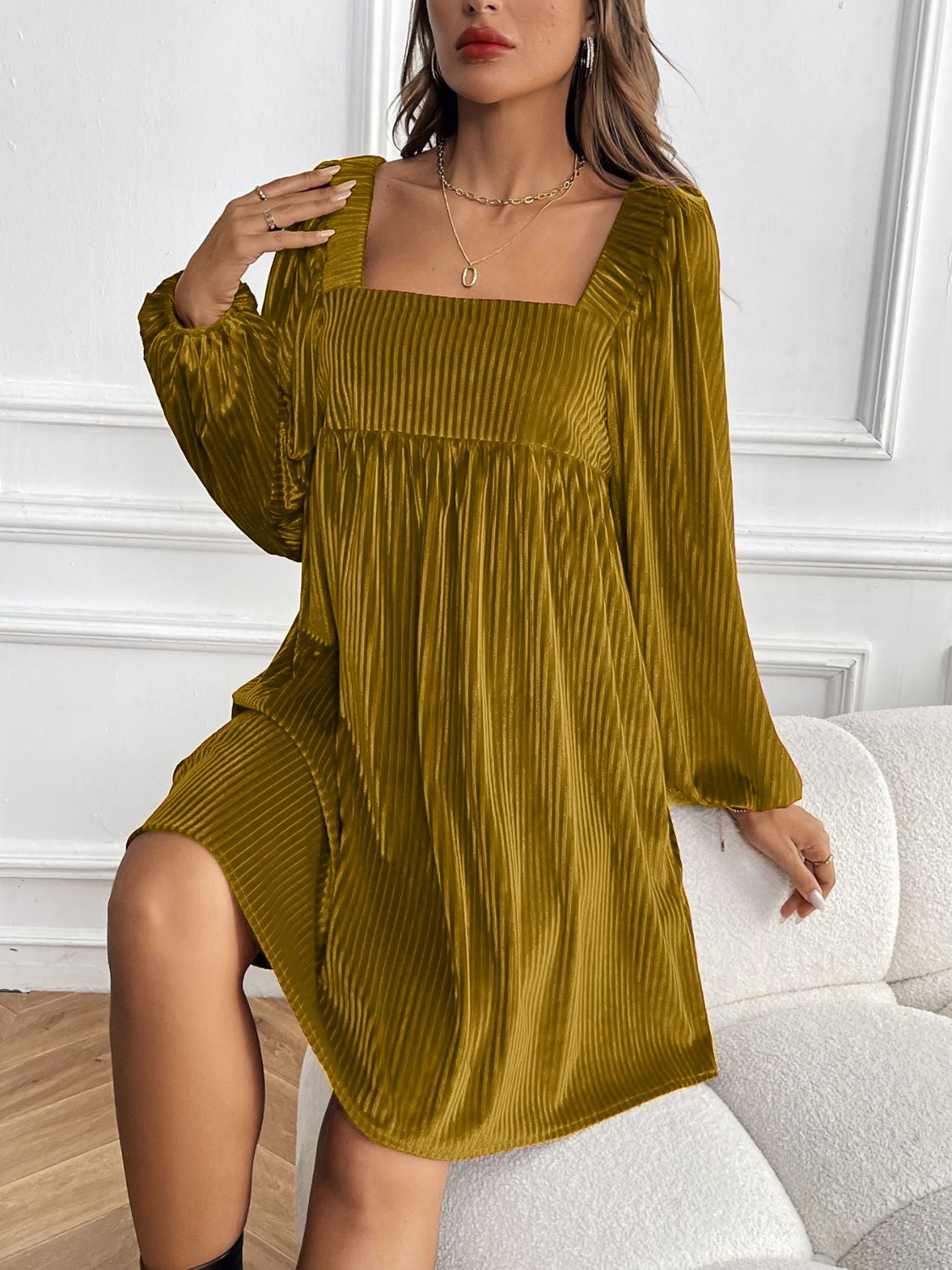 ✨Square Neck Velvet Mini Dress