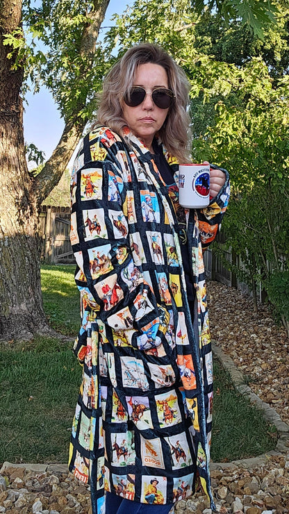 Baha Ranch Vintage Cowboy Collage Western Robe
