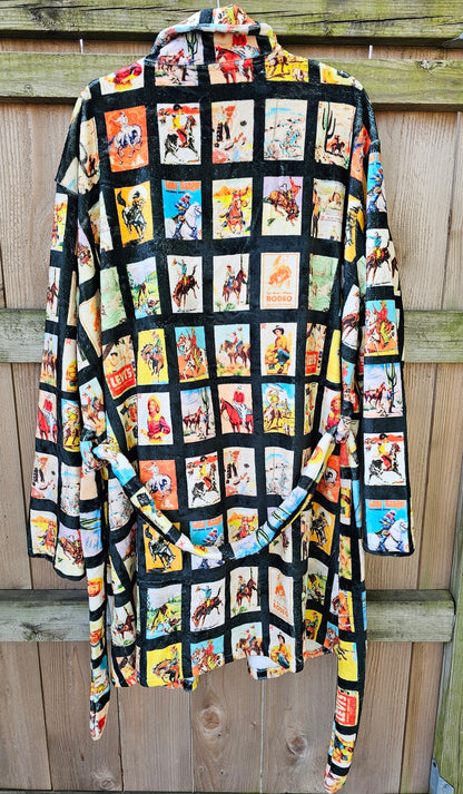 Baha Ranch Vintage Cowboy Collage Western Robe