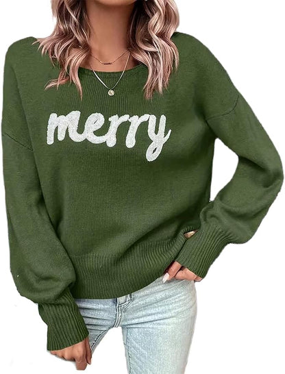 ✨Merry Vibes Dolman Sleeve Knit Pullover Sweater (Final Days: Big Savings!!!)