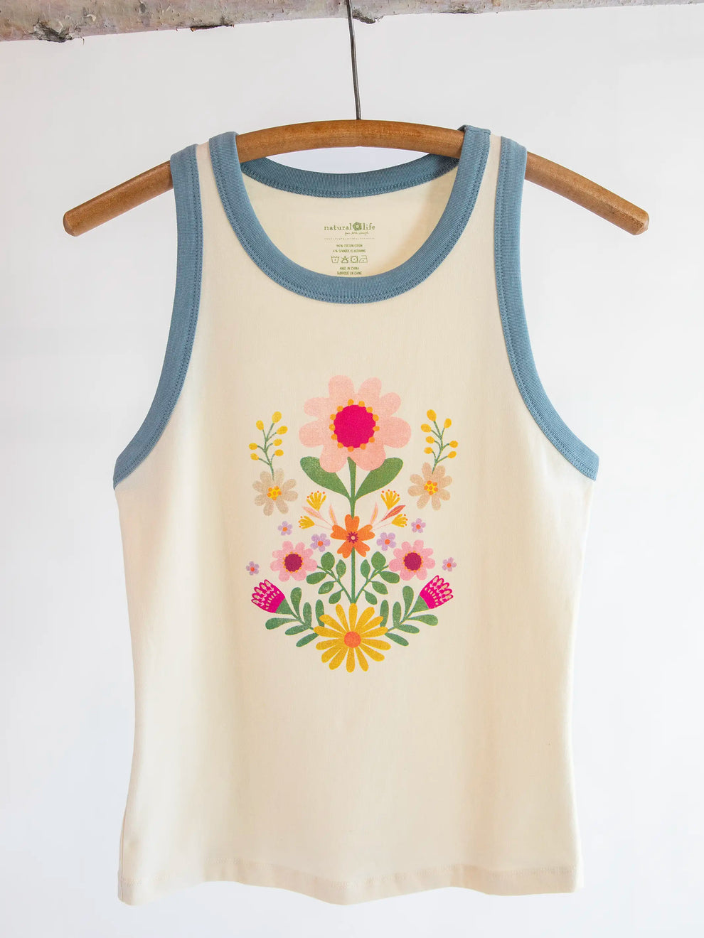 Natural Life Ringer Tank Top - Ivory Folk Flower - FINAL SALE