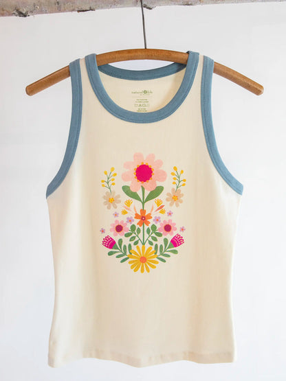 Natural Life Ringer Tank Top - Ivory Folk Flower - FINAL SALE