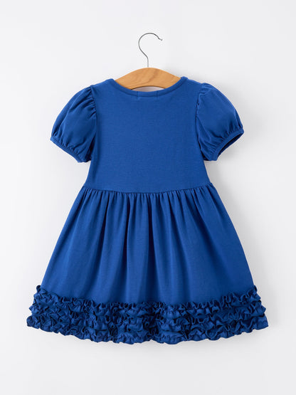 Girls Back To School Crayon Twirl Dress Ruffle Applique