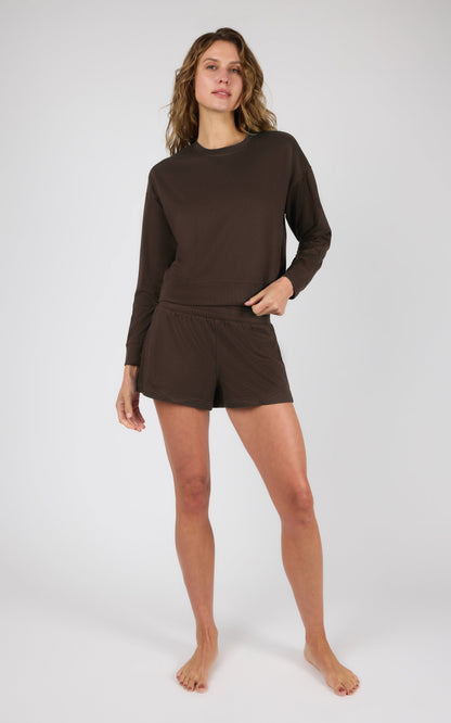 90 Degree by Reflex Plush Rib Avenlee Long Sleeve & New Flow Short Set