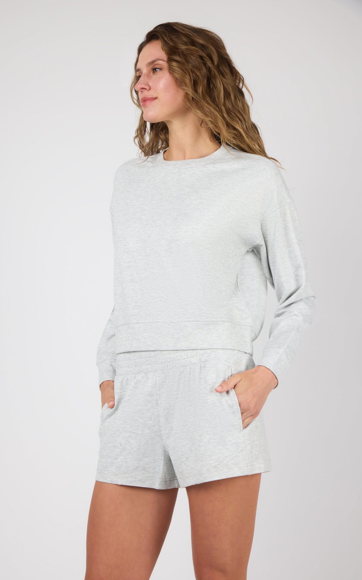 90 Degree by Reflex Plush Rib Avenlee Long Sleeve & New Flow Short Set