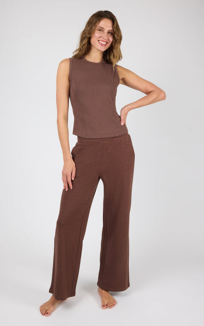 90 Degree by Reflex Ribbed Tank & Loop Terry Wide Leg Pant Set