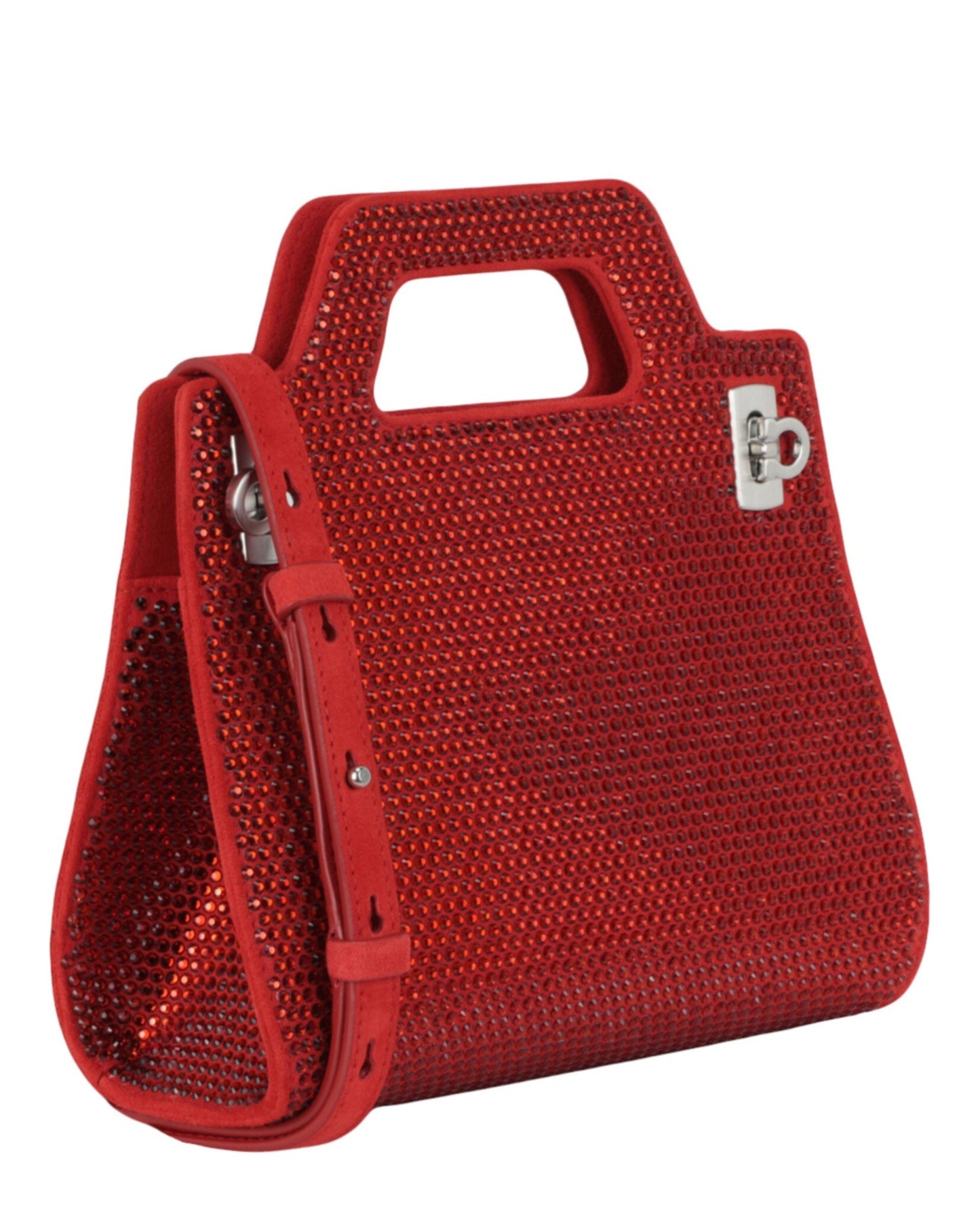 Ferragamo Wanda Mini Stain and Strass Top-Handle Bag
