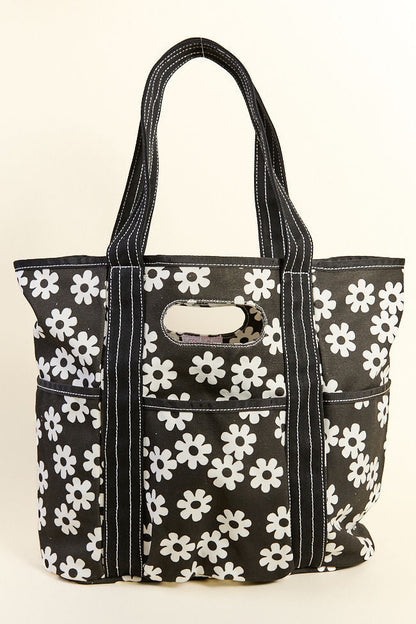 Daisy Daydreams Black Canvas Tote