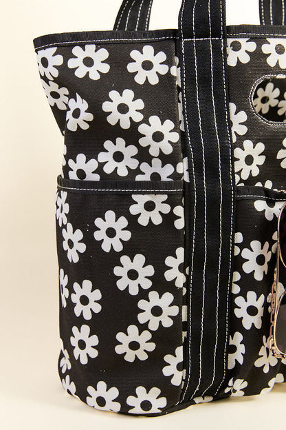 Daisy Daydreams Black Canvas Tote