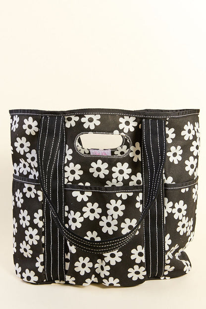 Daisy Daydreams Black Canvas Tote