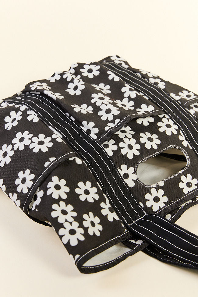 Daisy Daydreams Black Canvas Tote