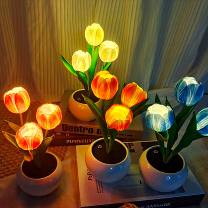 Rechargeable Tulip Night Light LED Simulation Flower Creative Table Light Home Decoration Bedroom Decoration Atmosphere Light