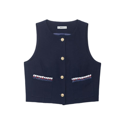 Fancy trimmed vest+shorts set
